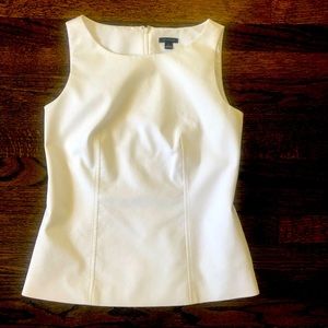 Ann Taylor White Tank/Shell. Size 2. Fully Lined. Zipper In Back.